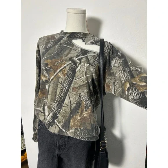 vintage wrangler camo tee distressed 90s y2k pocket tee - Picture 4 of 8